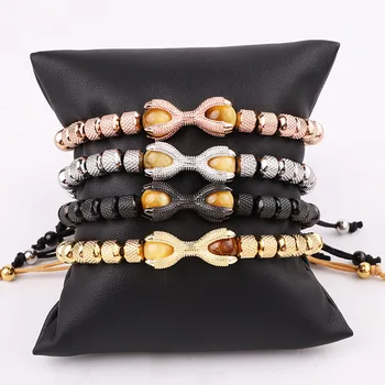 New Design High Quality Stainless Steel Beads Claw Charm Adjustable Macrame Bracelet Men