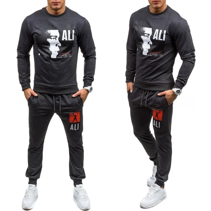 

ZOGAA Autumn Men's Sport Sets Casual Letter Print Sweatshirt+Drawstring Pants Sweatsuit Slim 2 Pieces Sets Tracksuit Jogger Sets