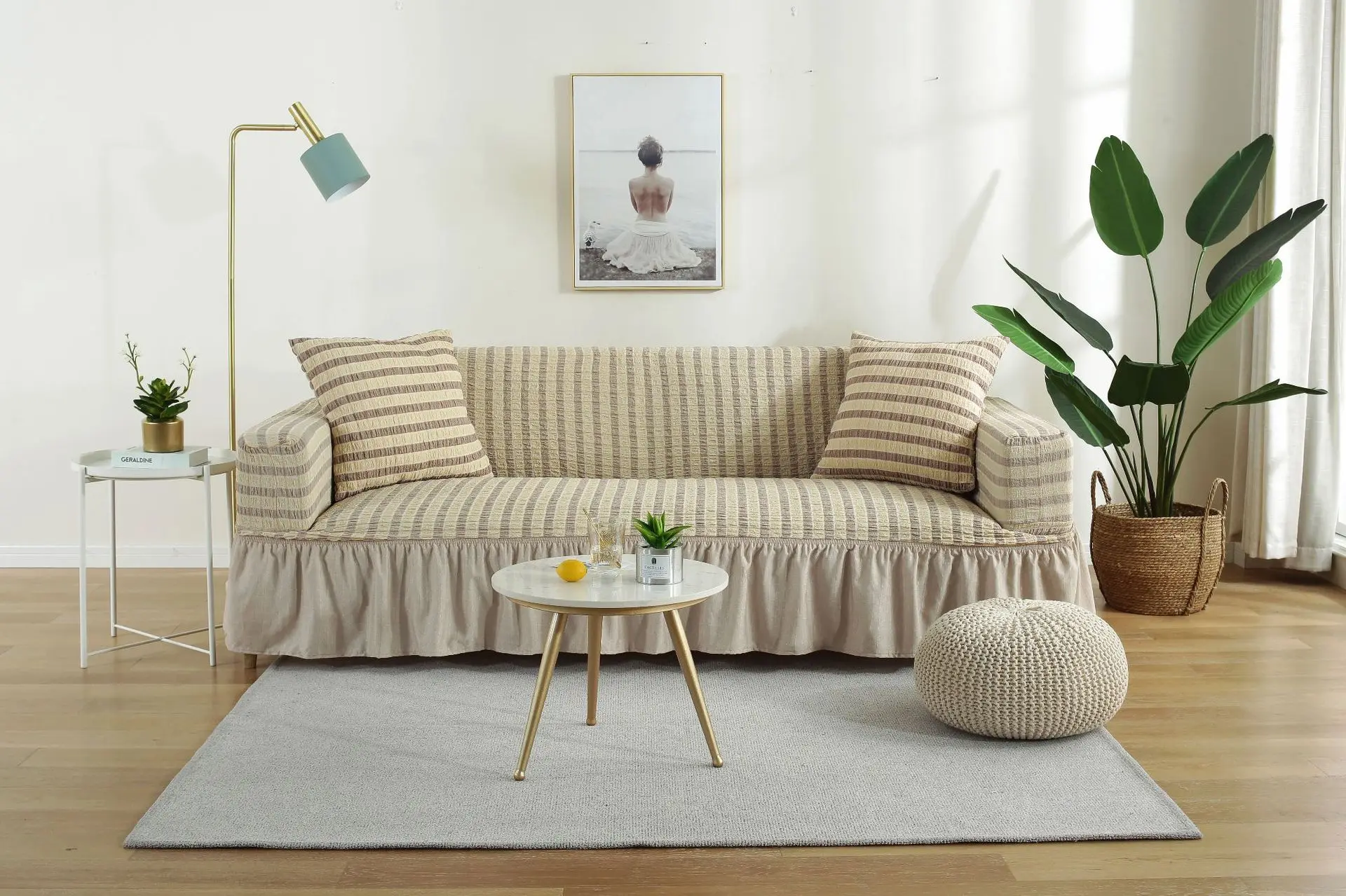 

Microfine Sofa Cover For Living Room 1-4 Seat Slipcovers European Style Seat Cover