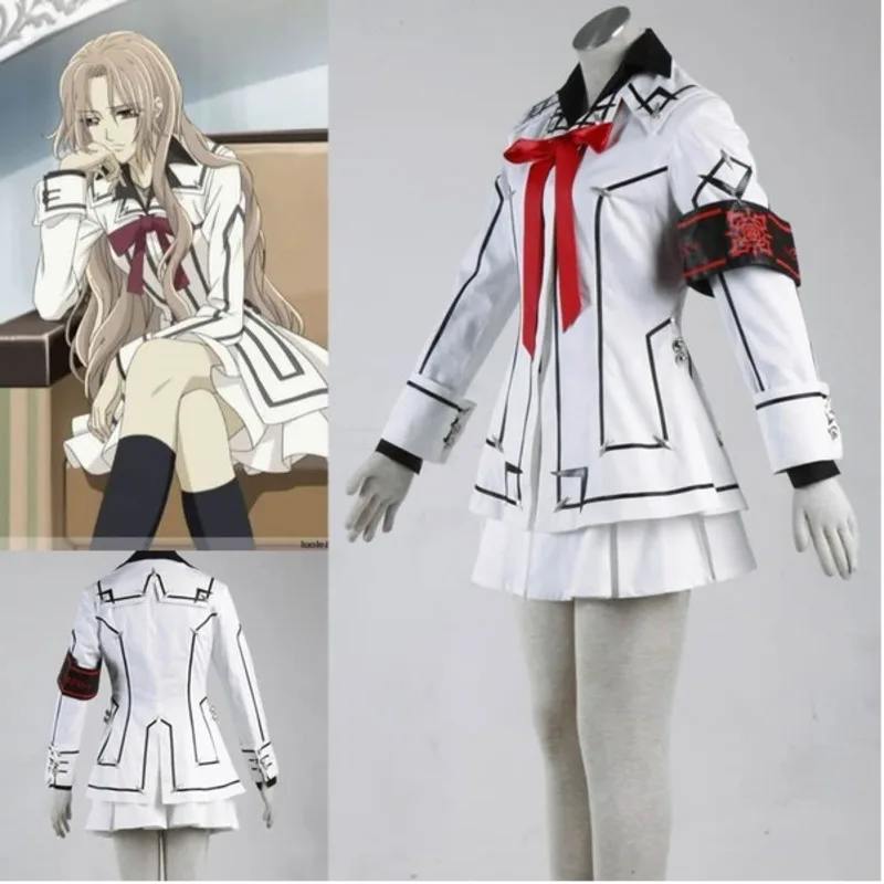 

Женский аниме рыцарь вампира Косплей Костюм Yuki День Ночь класс униформа девушки крест черно-белая куртка рубашка платье повязки