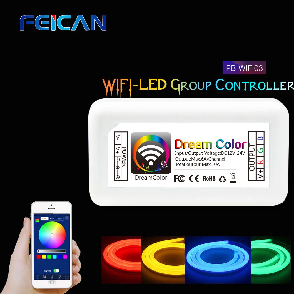 

Wifi LED RGB Controller DC12-24V 10A 3CH/4CH RGB Mini LED Controller By Android and IOS APP For SMD3528 5050 LED Strip Light