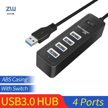 

USB 3.0 HUB 4 USB Port Multi Charger With Switch High Speed 5Gbps USB Splitter Multiple USB HUB 3.0 For PC Computer Accessories