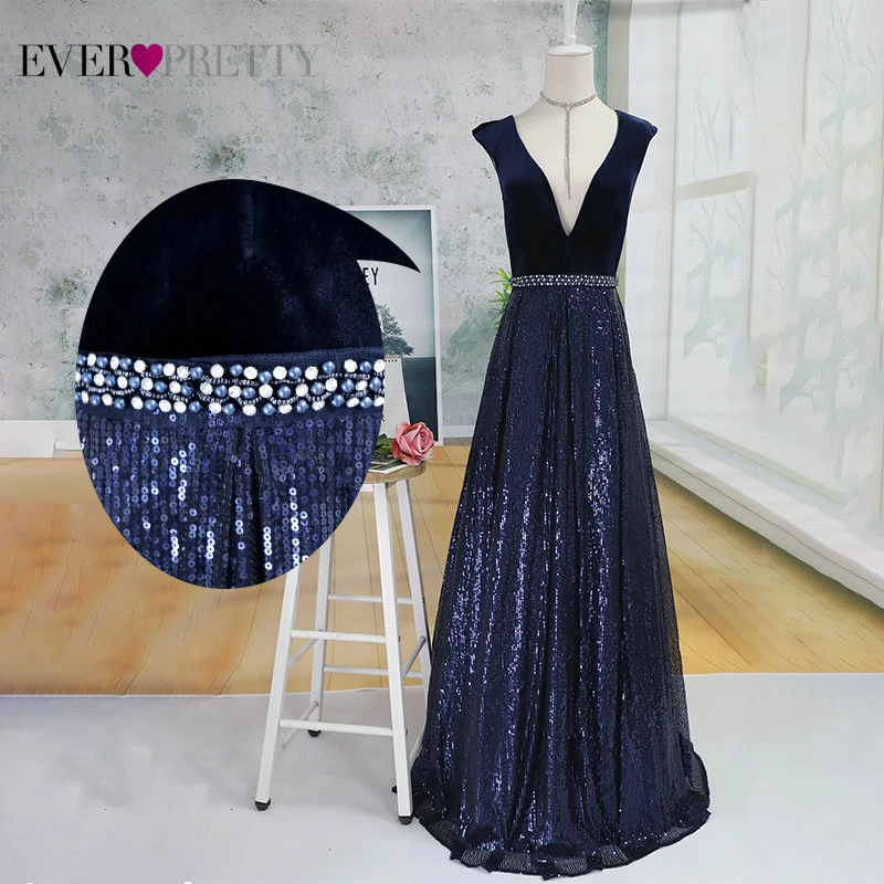 Vestidos De Festa Ever, красивое элегантное ТРАПЕЦИЕВИДНОЕ ПЛАТЬЕ С v-образным вырезом, бархатное, блестящее, с бисером, длинное официальное платье для вечеринки,, сексуальные платья для выпускного вечера