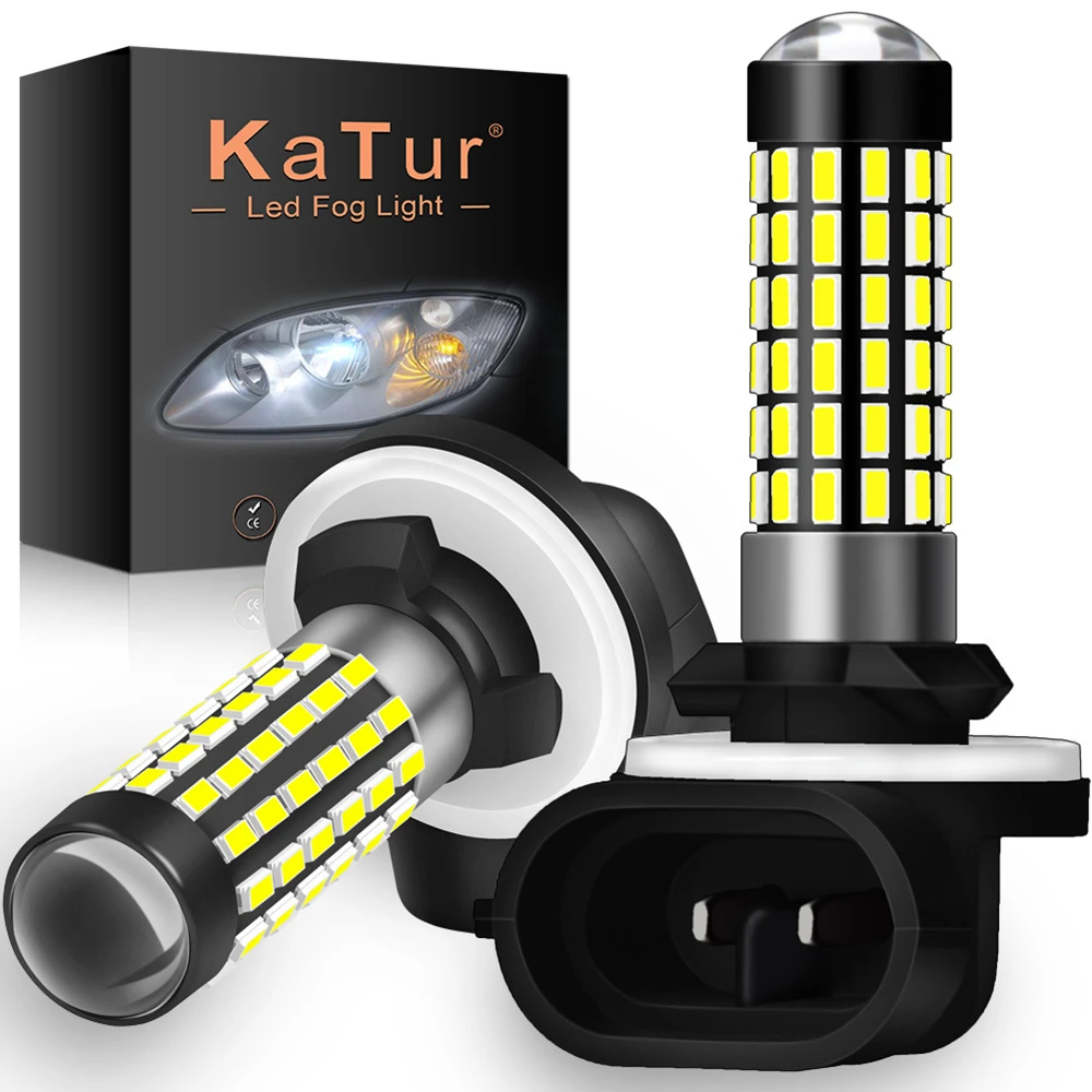 Katur 2pcs H27W/2 881 Led Bulbs Fog Lights for Cars Led Fog Driving Lamp High Lights Car Light Sourse 6000K White H27W H27 Led