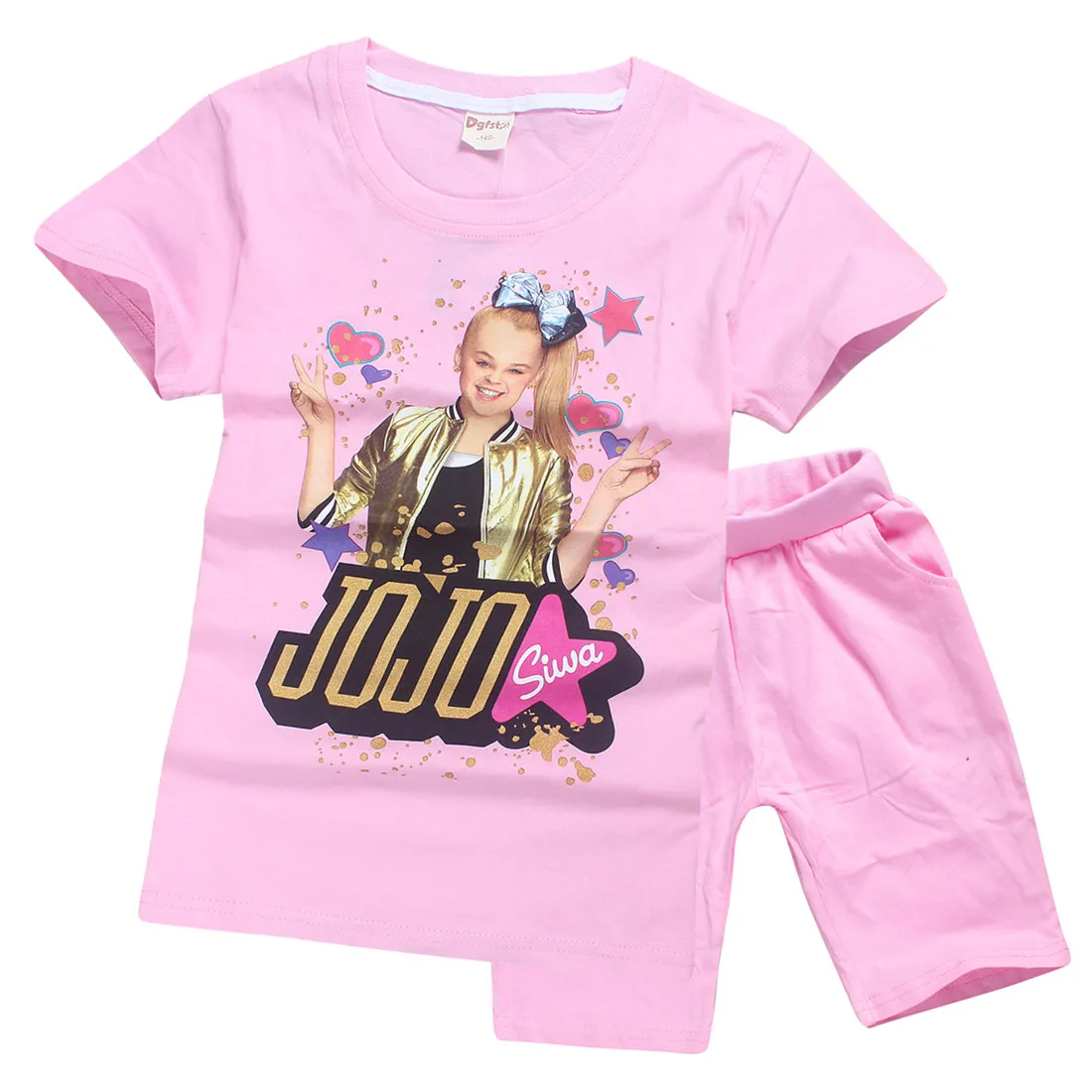 JOJO SIWA/розовые детские футболки хлопковые футболки для маленьких девочек комплекты с короткими рукавами для мальчиков и девочек футболки Одежда для девочек 10-12 лет