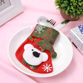

Santa Claus Snowman Elk Cutlery Pouch Forks Holder Cutlery Bag For Christmas Decoration Knife Cover 12 Pcs/lot Tableware Holder
