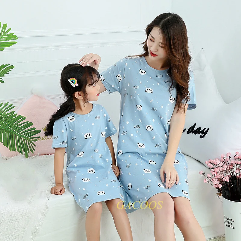 Sleepwear & Robes for baby 100% Cotton Girls Night Dress Children's Pajamas Sleepwear Dresses Nightgown Summer Short Sleeves Cartoon Nightdress Soft Cute cotton nightgowns Sleepwear & Robes