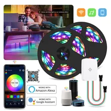 Dc 12v wifi endereçável ws2811 pixel inteligente led luz de tira kit magia casa wifi controle de voz 5m 10m 15m 20m 5050 rgb ic led fita