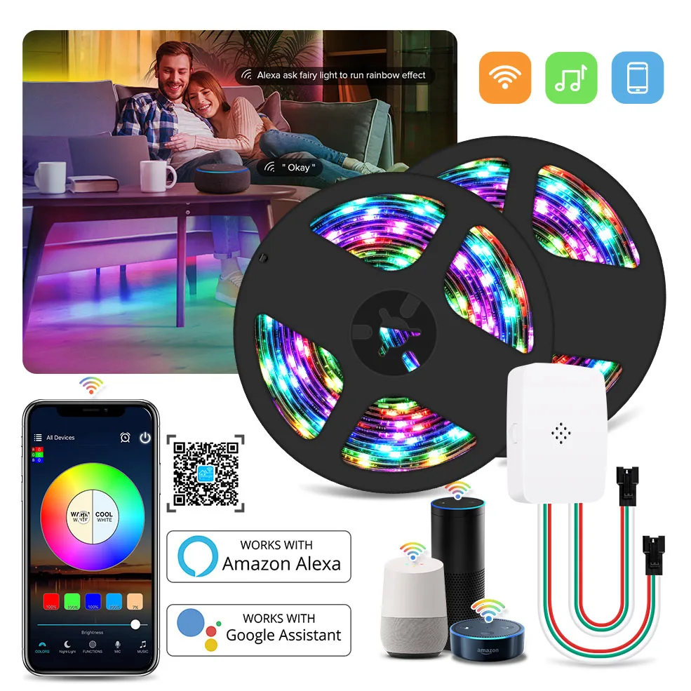 DC 12V Wifi адресуемый WS2811 умный пиксельный светодиодный светильник комплект