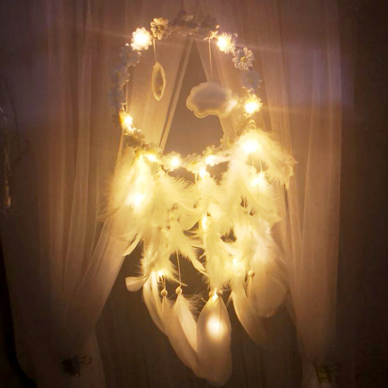 LED Light Wind Chime Flaky Clouds Car Gift Window Wedding Dreamcatcher Luminescent Girl Christmas Decoration