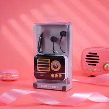 

3.5mm With Iron Case Unisex Wired Earphones Cartoon Portable Mini Radio Gift Practical Storage In Ear Retro