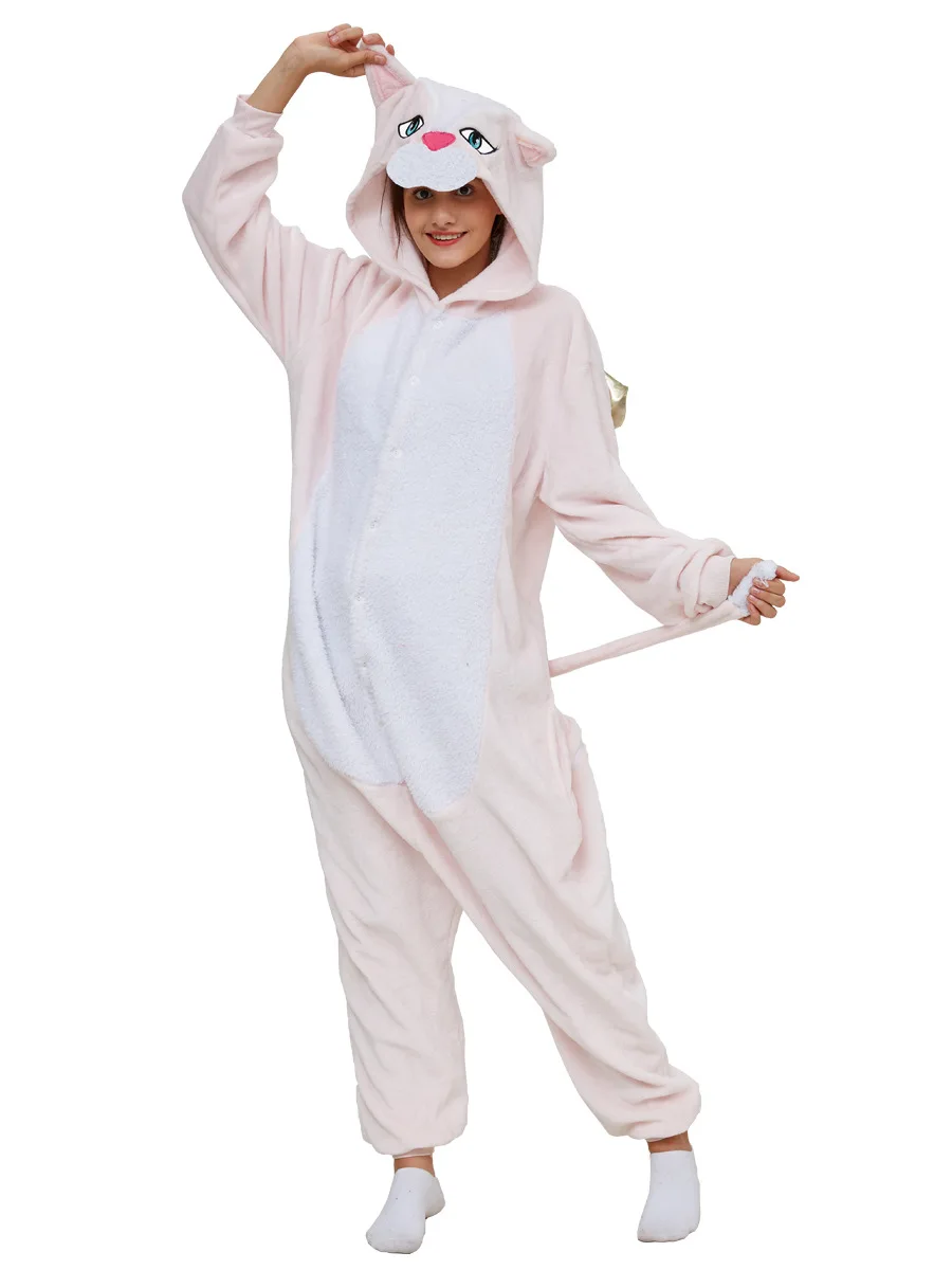 

Kigurumi Flying Cat Onesies for Adult Chi's Sweet Home Pajamas Winter Anime Animal Cosplay Cheese Cat Pyjamas Halloween Costumes