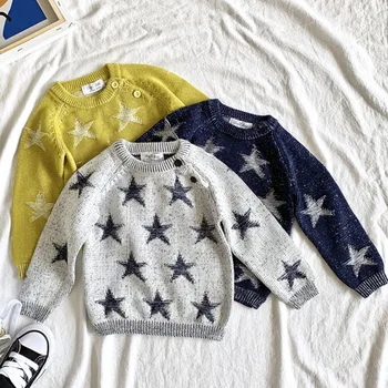 

New 2020 Baby Kids Boys Long Sleeve Knit Star Sweater Autumn Winter Baby Kids Boys Thicken Pullover Sweaters Children's Clothes