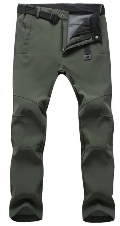 Green 165 Fleece Мужские зимние походные рыбий лагерь Tekk Climb лыжные теплые рыбий Водонепроницаемый Кемпинг Треккинг флисовые уличные флисовые брюки очень большое платье с поясом - Цвет: Green 165 Fleece
