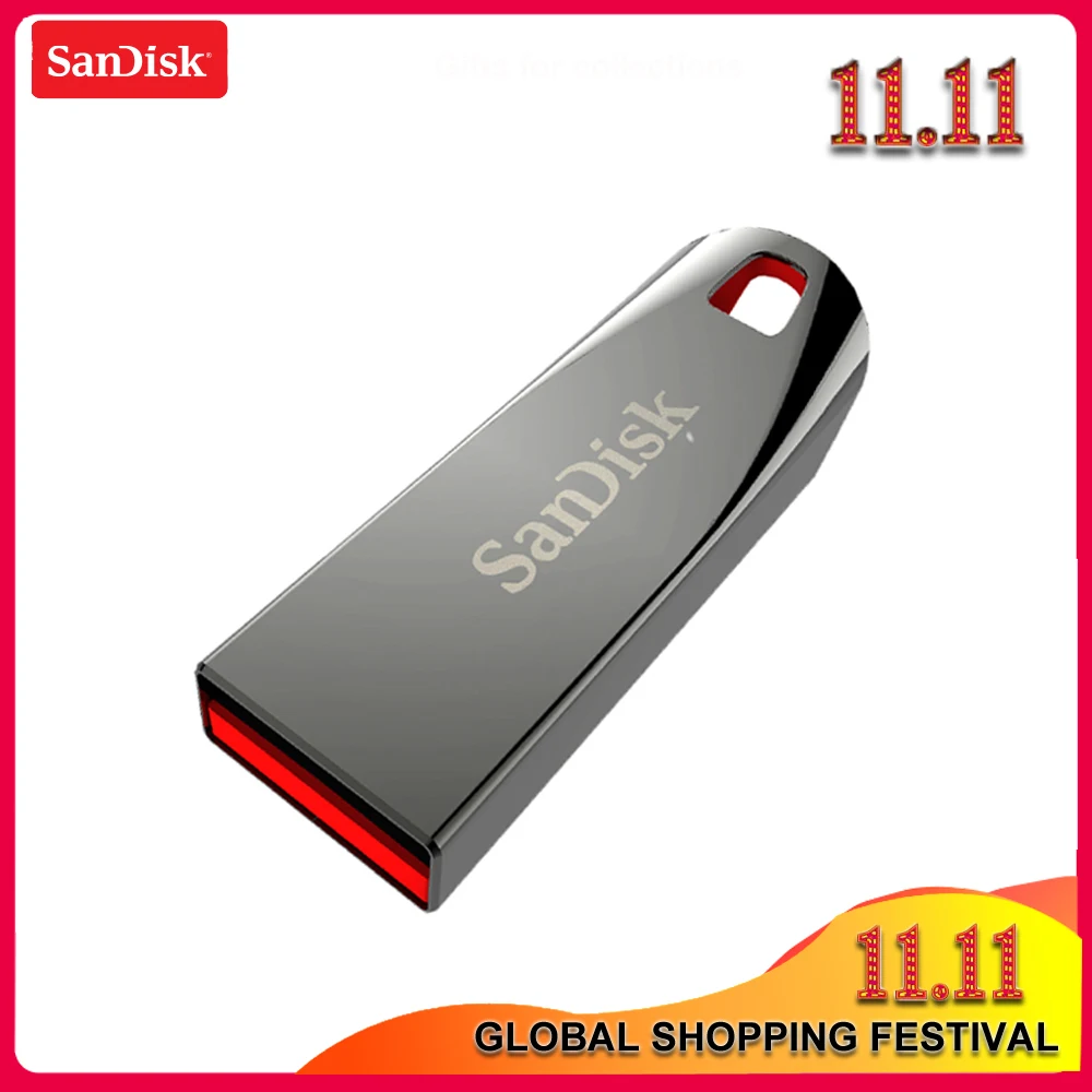 Флеш-накопитель sandisk CRUZER FORCE CZ71 USB2.0, 64 ГБ, 32 ГБ, 16 ГБ, мини-накопитель, флешки, поддержка официальной проверки