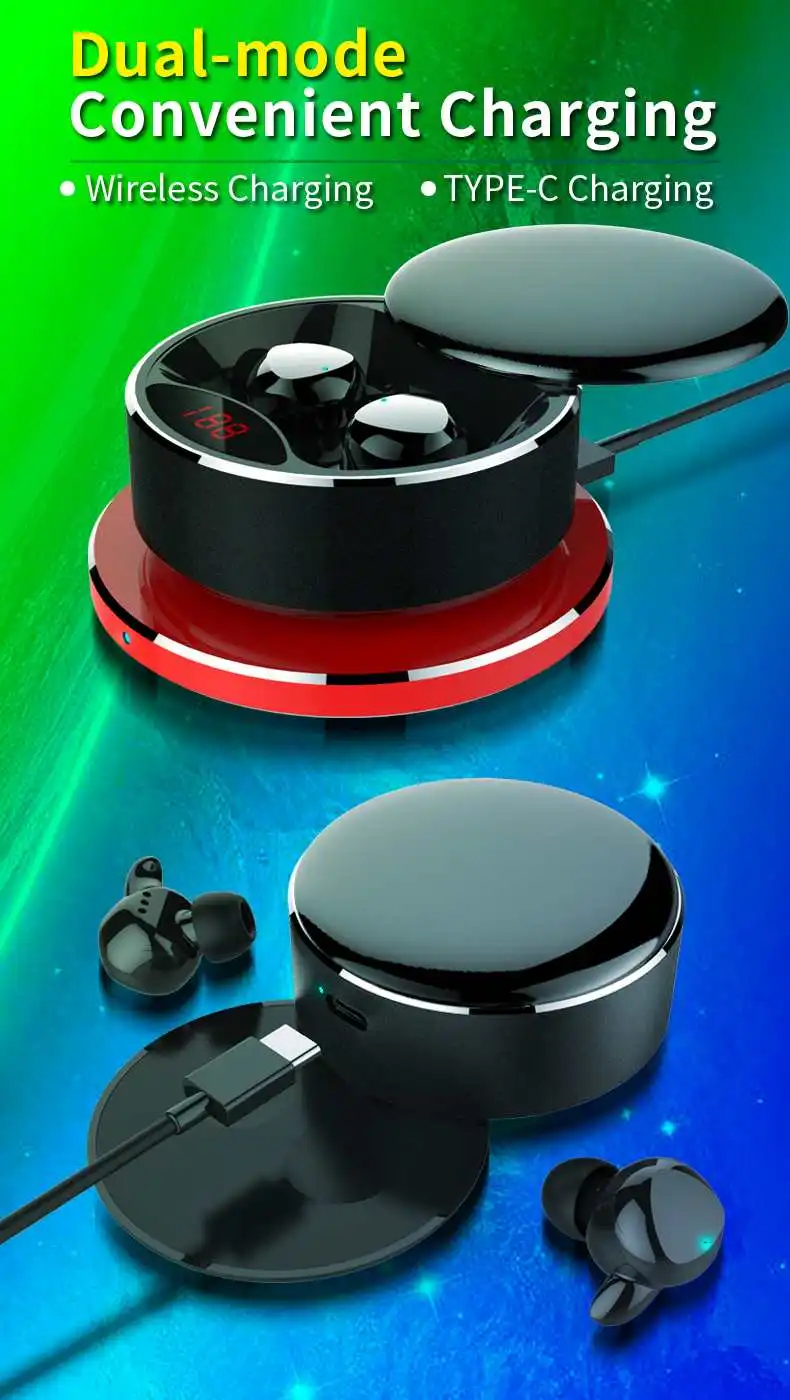 CLAITE X30 TWS bluetooth 5,0 наушники 6D стерео светодиодный дисплей Беспроводная/тип-c зарядка сенсорное управление Спортивная гарнитура с микрофоном