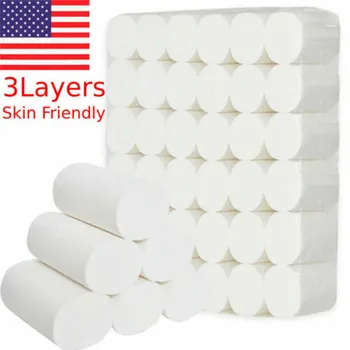 

12 Rolls 3-Ply Toilet Paper,White Toilet Roll Tissue,Ultra Gentle Home Kitchen Toilet Tissue,Absorbent Hand Towels,Family Rolls