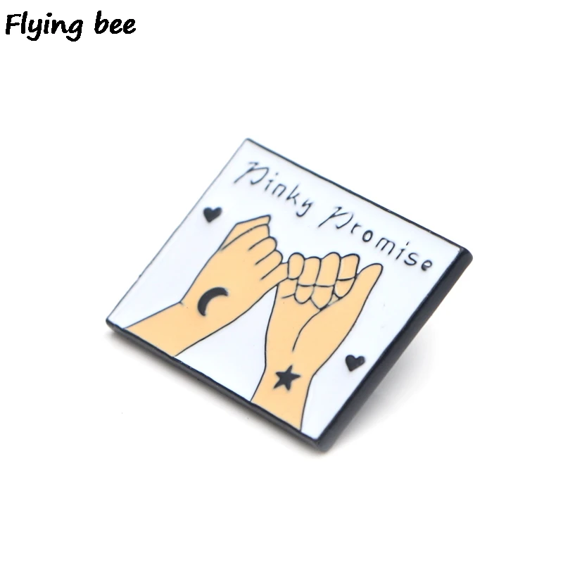 20 шт./партия Flyingbee обещание на мизинцах дружба Эмаль Булавка мультфильм шпильки для брошей Значки для джинсовой блузки подарки другу X0154