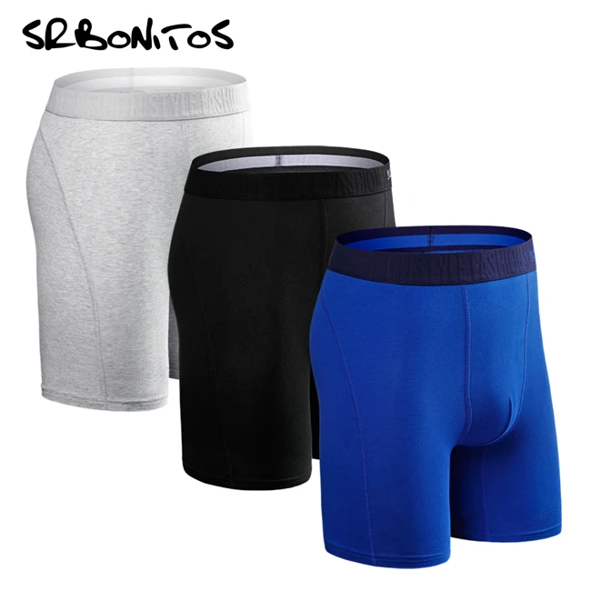Бренд SRBONITOS, 3 шт., Длинные боксеры, мужское нижнее белье, мужские боксеры, мужское нижнее белье, боксеры, шорты, хлопковые шорты, мягкие сексуальные дышащие трусы - Цвет: B7 3PCS pack7