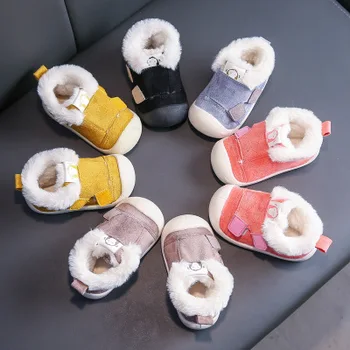 

Winter new children's baby cotton shoes warm solid color comfortable Velcro baby shoes boys and girls non-slip toddler shoes