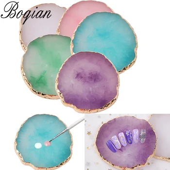

BQAN Natural Resin Stone Nail Art Color Palette Acrylic Gel Polish Holder Drawing Color Paint Dish Glue Display Photo Tool