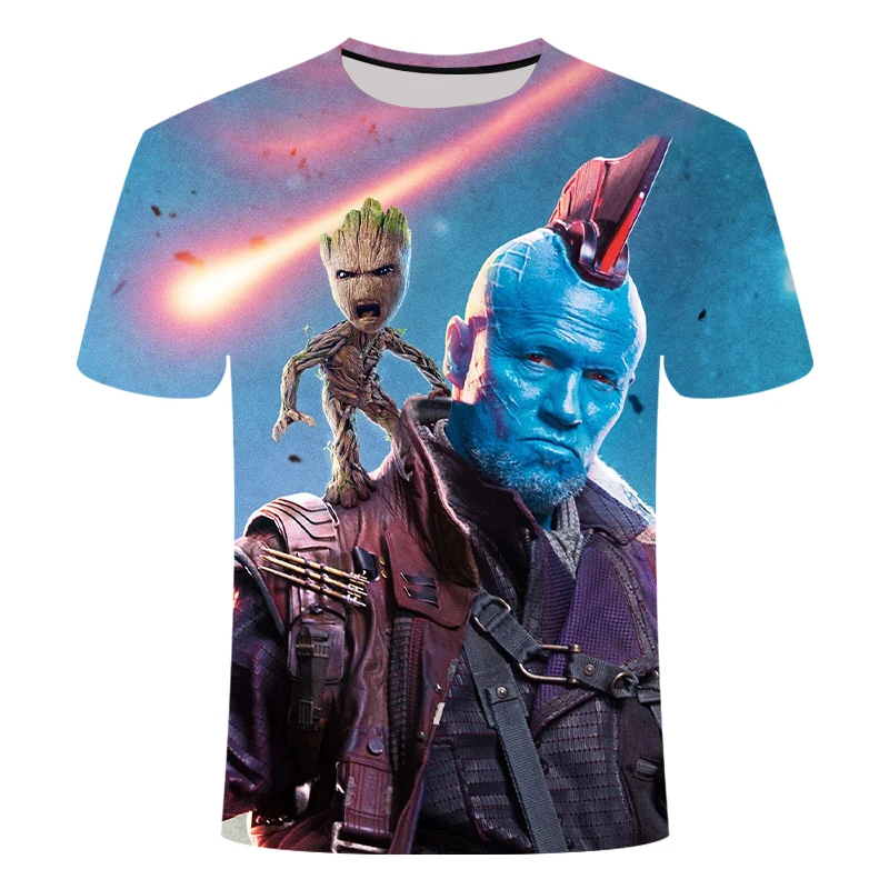 Супергерой футболка с изображением грута Galaxy Guardian Movie Повседневная футболка с короткими рукавами для мужчин и женщин-подростков забавная 3D ракета енот Милая футболка - Цвет: TX437