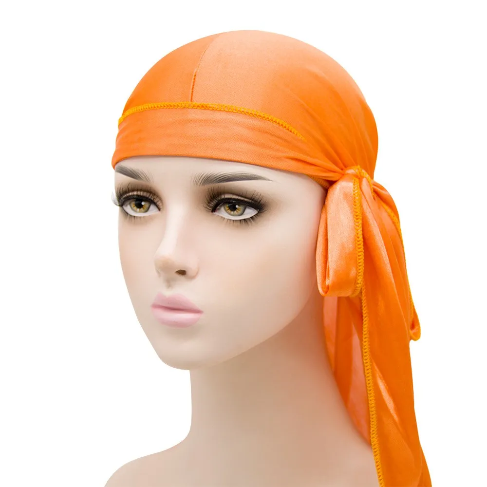 Cetim durag turbante chapéu perucas durag motociclista headwrap chapéu  pirata boné para homens acessórios de cabelo longa cauda correias bandanas  1pcs