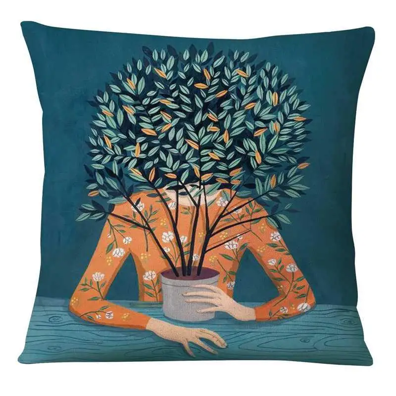 French Cartoon Illustration Art Print Pillowcase Home Pillow Decoration Cushion Decorative Pillows Home Decor Sofa Throw Pillows 