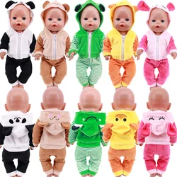 Pyjama Animal mignon pour poupée américaine de 18 pouces, 2 pièces, jouet fille 17 pouces 43cm, vêtements de bébé de naissance, accessoires notre génération 