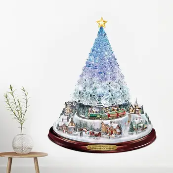 

Christmas tree rotating sculpture crystal tree elk Christmas sticker paste window paste sticker Christmas decorations