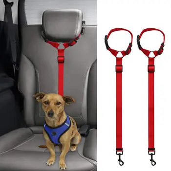 

2 Packs Dog Cat Safety Seat Belt Strap Car Headrest Restraint Adjustable Nylon Fabric Dog Restraints Vehicle Seatbelts Harness r
