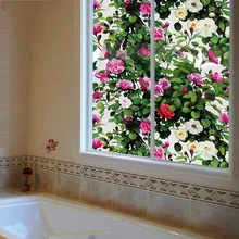Роза мультифлора узор оконная пленка картина маслом сад статический цепляется защита конфиденциальности украшение дома многоразовая Съемная пленка