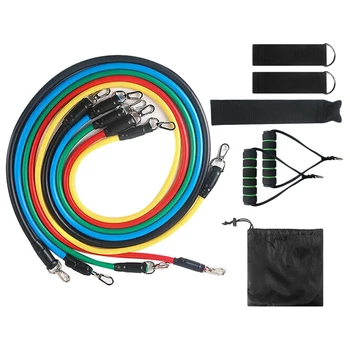 

11Pcs Resistance Band Set Yoga Pilates Abs Exercise Fitness Tube Workout Bands