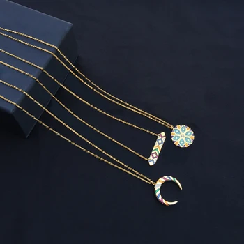 

OL Fashion Free Adjustable Long Chains Necklace Mosaic Paved AAA+ CZ Tribe Style Charms Necklace&Pendant for Women