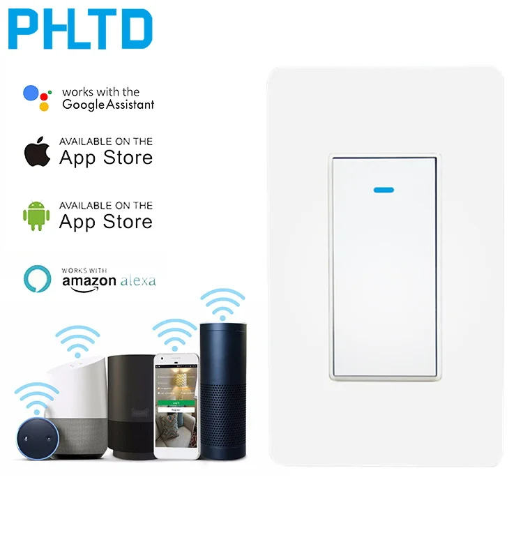 Comprar Interruptor de luz Wifi inteligente interruptor de pared de aplicación inteligente interruptor estándar americano