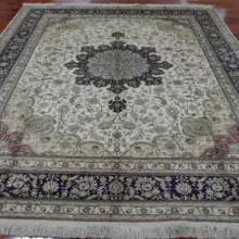 8'X10' синий персидский шелковый ковер ручной работы Средний Восточный ковер