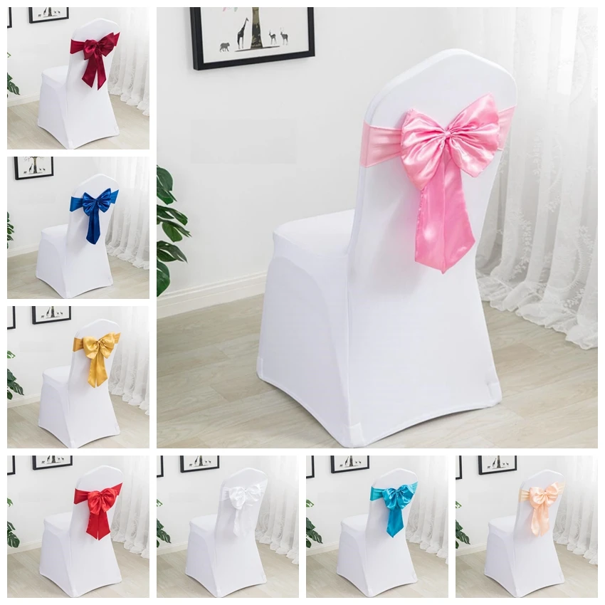 Spandex Chair Sashes Stretch Band Bow Tie Hotel Birthday Party Show Decoration Luxury Design On Sale Universal spandex chair sashes