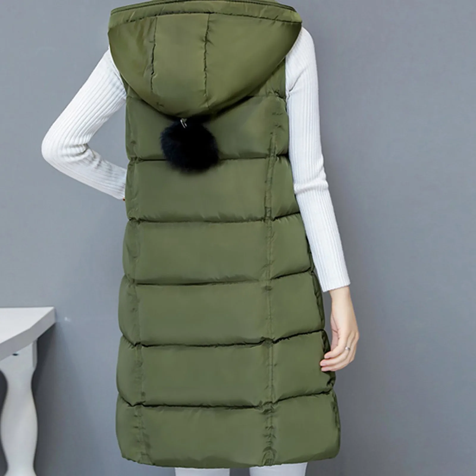 Women Hooded Vest Coat Fashion Sleeveless Autumn winter Warm Casual female Long jacket Sweatshirt casaco feminino #40 2
