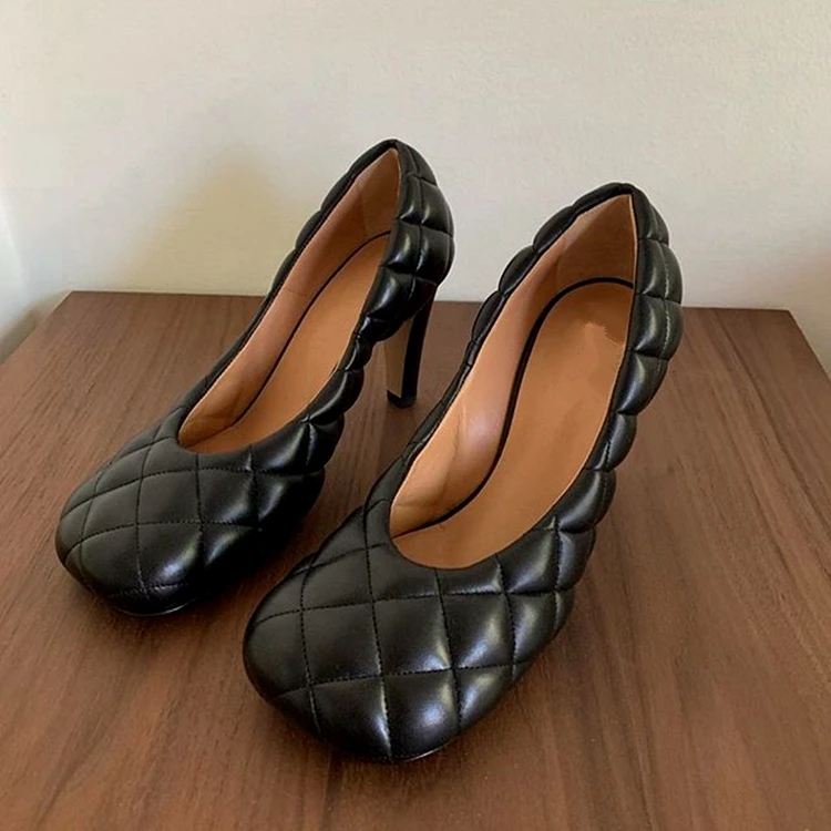 VIISENANTIN женские кожаные туфли на высоком квадратном каблуке с тесьмой новые открытые туфли для подиума туфли-лодочки с закрытым носком; цвет синий, черный, белый - Цвет: Черный