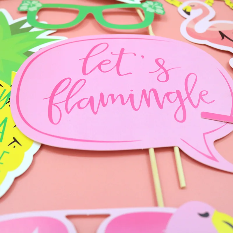 20Pcs Flamingo Photo Props Hawaii Party Decoration Birthday Party Photo Booth Kit Accessories Hawaii Tropical PT28 (3)