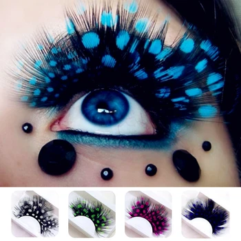

10 Pair Fashion Spot Colors Feather False Eyelashes Handmade Party Exaggerated Fake Eye Lashes Extension Makeup Tool Wholesale