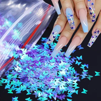 

5g/10g Nail Art 3D Butterfly Colorful Flakes Holographics Nail Sequins Decoration Design Sticker Flakes Slices Art Accessories