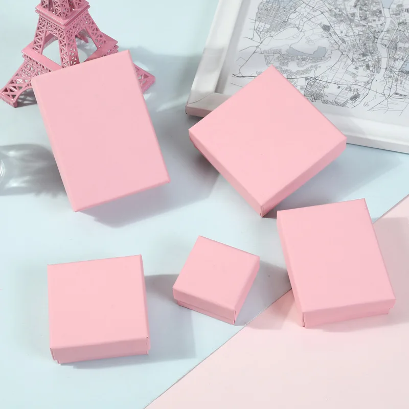 Бумажная упаковочная коробка для ювелирных изделий, однотонные бумажные коробки для сережек