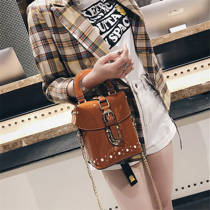 Bolsos PU Leather Crossbody Bags For Women Green rivet Shoulder Messenger Bag Lady Shopping Purses Handbags crossbody bags