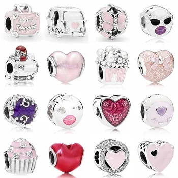 

Pink Suitcase Delicious Popcorn Pearls Camper Van In My Heart Beads 925 Sterling Silver Charm Fit Bracelet Diy Jewelry
