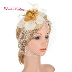 2019 птица клетчатая вуаль шляпа Свадебная вечеринка аксессуары модная шпилька для волос невесты Дамы Цветы волосы шляпа для свадьбы