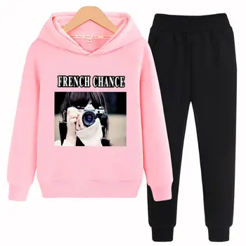 

Girls Spring Autumn Fashion New Cartoon Sports Suit Children Hooded Set 2pcs Sweatshirt+Pants Teen Girls Casual Clothes Suit