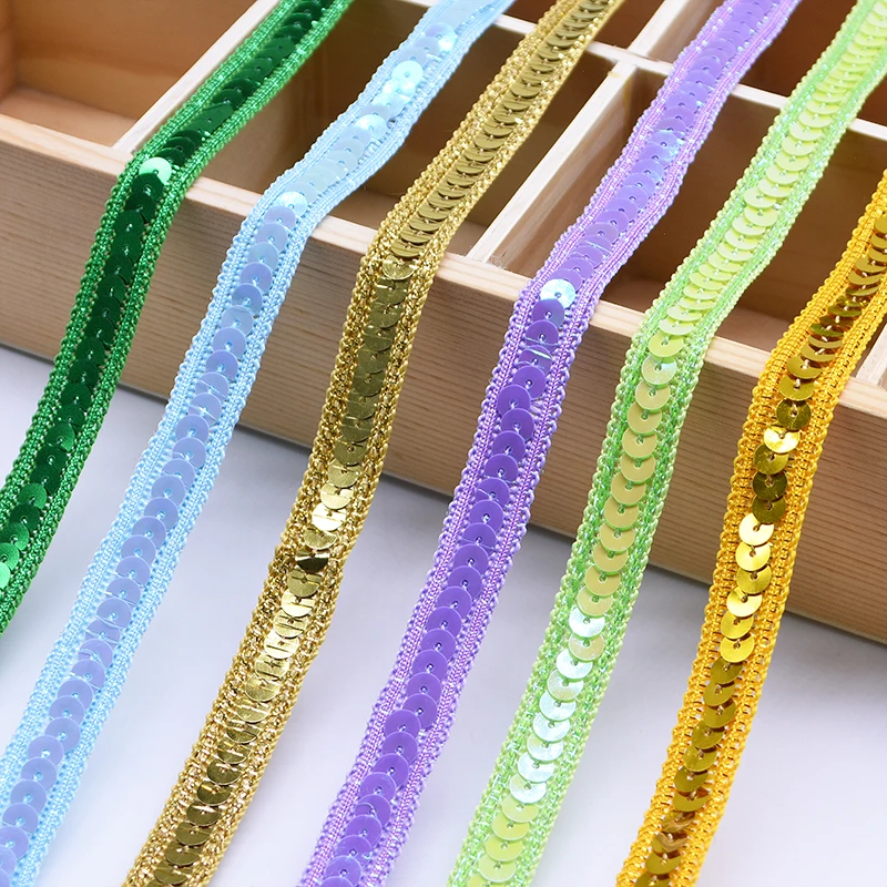 5 Meter Shiny Sequins Lace Trimming Ribbon DIY Polyester Fabric Braided Lace Wedding Decoration Home Party Sewing Accessories ribbon decoration ribbon supplies polyester ribbon sewing ribbon lace trim ribbon sequins ribbon sequins decoration trims fabric craft supplies