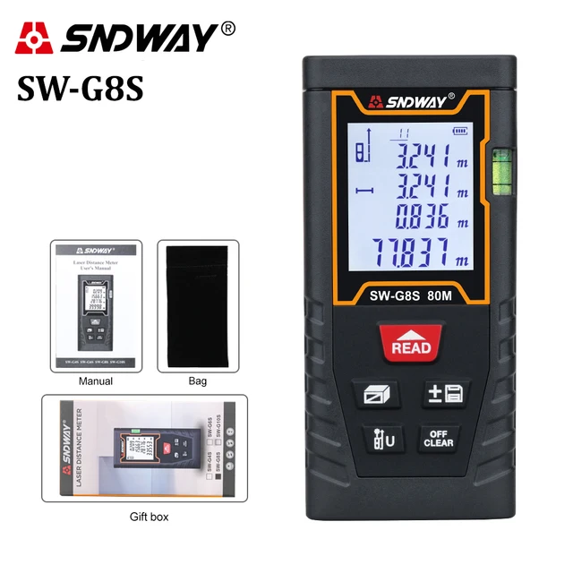 SNDWAY laser distance meter 40M 60M 80M 100M rangefinder trena laser tape range finder build measure device ruler test tool SW-G8S 80M