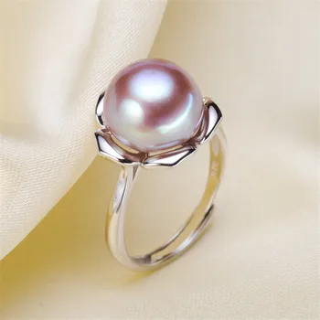 

Trendy style 925 Silver Pearl Ring Finger Ring Adjustable Resizable Ring Findings and Component Jewelry Part Fitting Accessorie